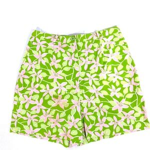 Lilly Pulitzer Pink & Green Lily Print Shorts Size 10